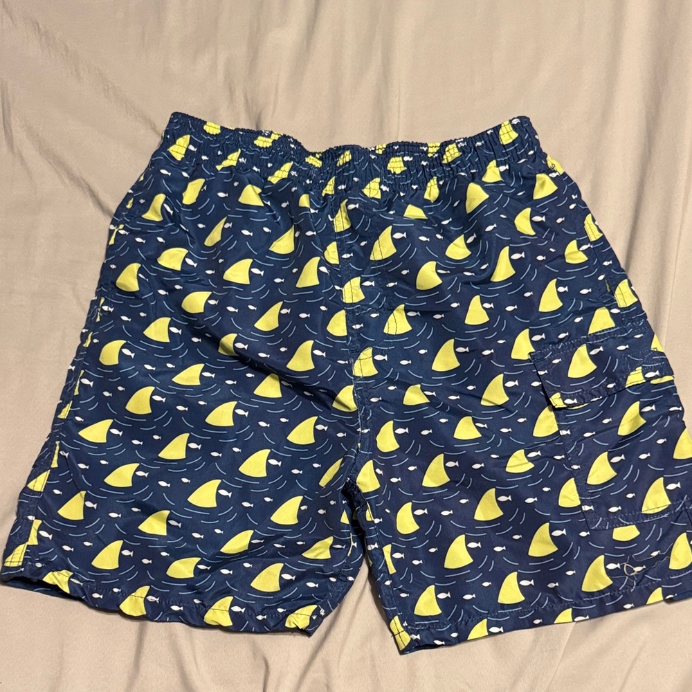 Children's Sailboat Pattern Swim Trunks - Blue and Yellow